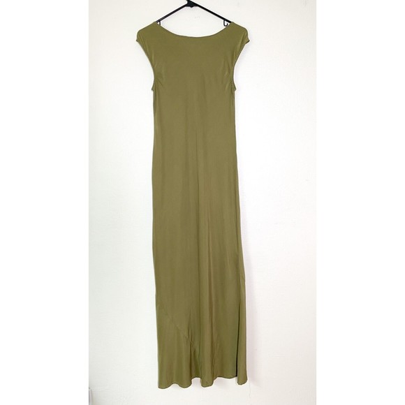 Citron Santa Monica Olive Green 2 Piece Set S Maxi Dress Velvet Burnout Jacket - Picture 12 of 13